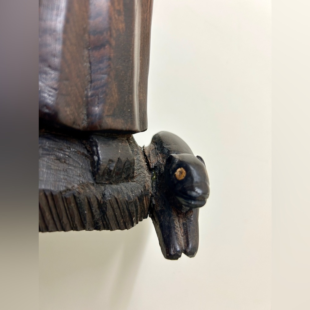 Vintage Ethiopian Artisan Hand Carved Ebony Wood African Shepherd Jesus Statue - Picture 6 of 16